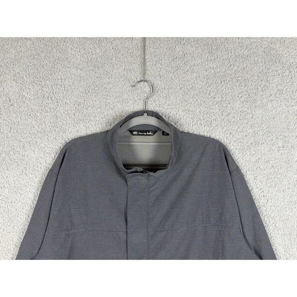 Travis Mathew Jacket Mens Sz 2XL Blue Plaid Golf Active Performance Stretch Zip‎